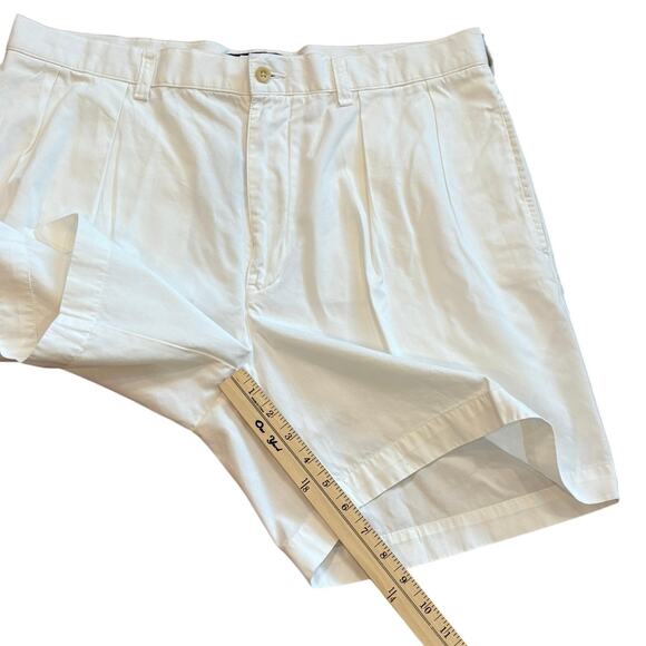 Vintage Polo Ralph Lauren Shorts Mens 36 White Tyler Chino Twill Pleated Preppy - Picture 7 of 8